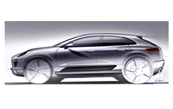A sketch of the new Porsche Macan sporting SUV, which fits in below the Cayenne SUV, will go on sale in 2013