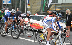 Motorists need to be aware of all road hazards, including racing cyclists such as these