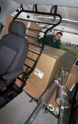 Van driver unloads a Peugeot Bipper