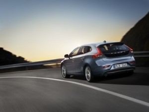 Rear view shot of the new Volvo V40 hatchback