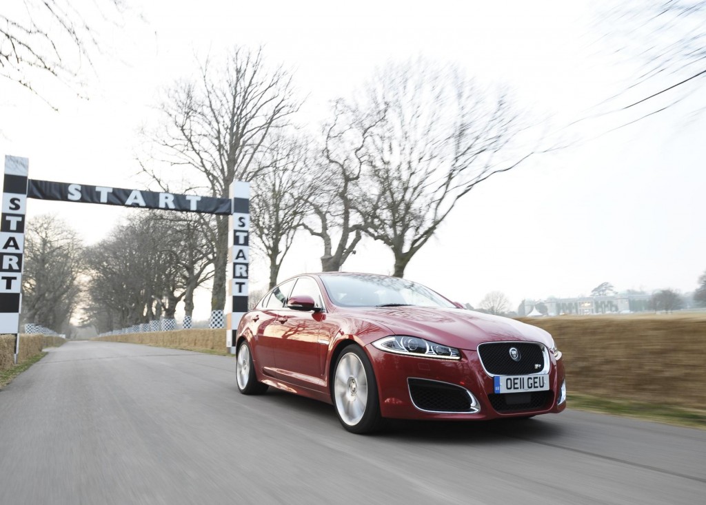 Jaguar XFR makes a run up the Goodwood Hill to launch the Festival of Speed