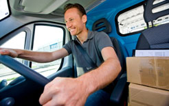 Owner-operator driving a delivery van