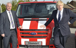 Ford commercial vehicle director, Steve Clary, and London Mayor Boris Johnson at the launch of the Ford LEZ scrappage scheme