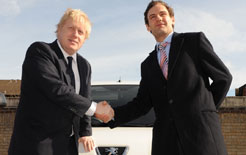 London Mayor Boris Johnson and Peugeot LCV Product Manager Richard Gavan