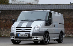 Latest Ford Transit SportVan comes in Moondust Silver paintwork with graphite bonnet stripes costing £23,670