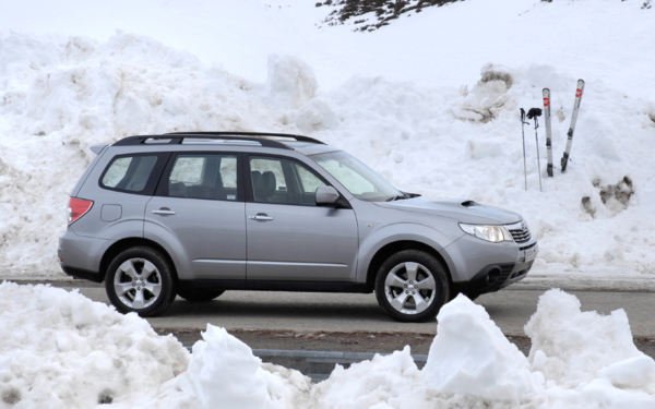 Driving to ski in a Subaru Forester