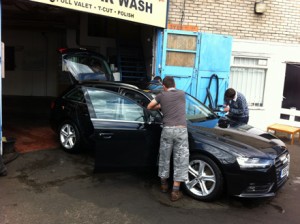 Audi A4 Avant in car wash