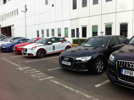 Audi A6 parked at Audi's HQ in Milton Keynes
