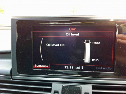 Oil level visual on the Audi A6 MMI