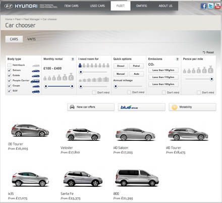 HyundaiInteractiveWebsite New Hyundai website includes section for business car managers and drivers