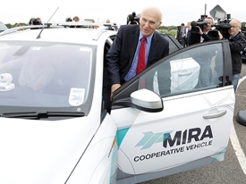 Vince Cable in MIRA's driverless car