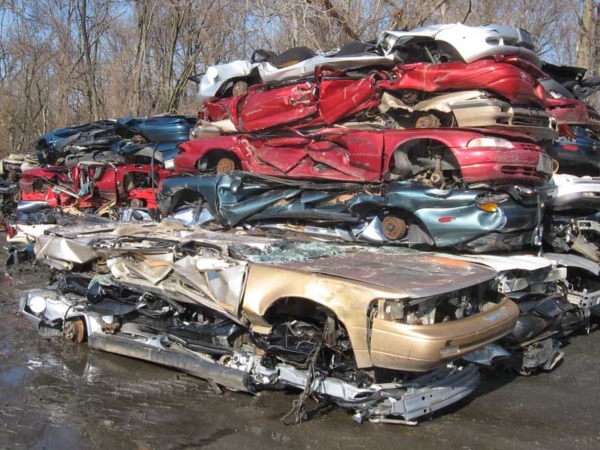 crushed, scrappped, cars 