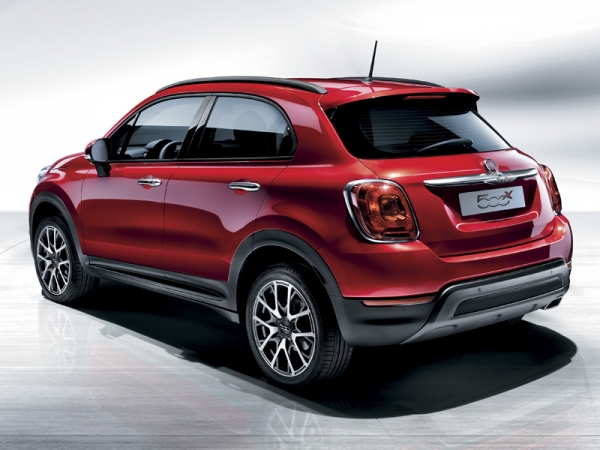 Fiat, 500X, rear, red, stopped