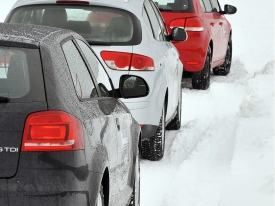 winter, driving, snow, cars