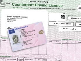 Photocard driving licence and counterpart