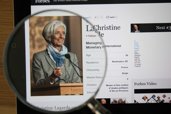 Christine Lagarde the IMF Managing Director on the Forbes website