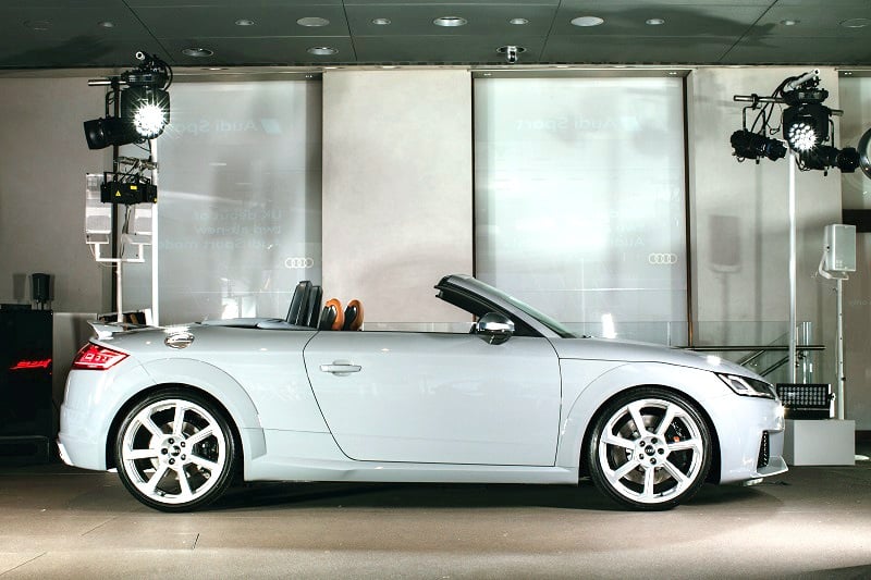 Timeless profile - the Audi TT RS Roadster 2016 makes its world debut at Audi City London.