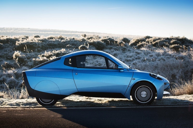 Side profile of the new Riversimple hydrogen car - the Rasa