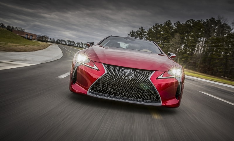 The flagship Lexus LC luxury coupe making its UK debut at Goodwood with action on hillclimb race course