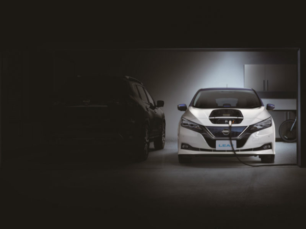 New Nissan Leaf plugged in to home charger