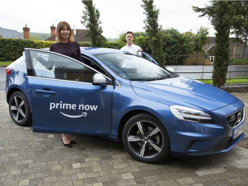 Driver with an Amazon Prime Now Volvo Vo